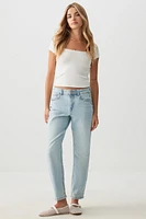 Ardene High Rise Mom Jeans in Light Blue | Size | Cotton/Elastane