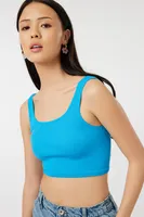 Ardene Basic Seamless Scoop Neck Tank in Medium Blue | Size | Nylon/Spandex