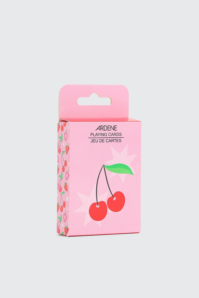 Ardene Kids Cherry Print Playing Cards in Light Pink