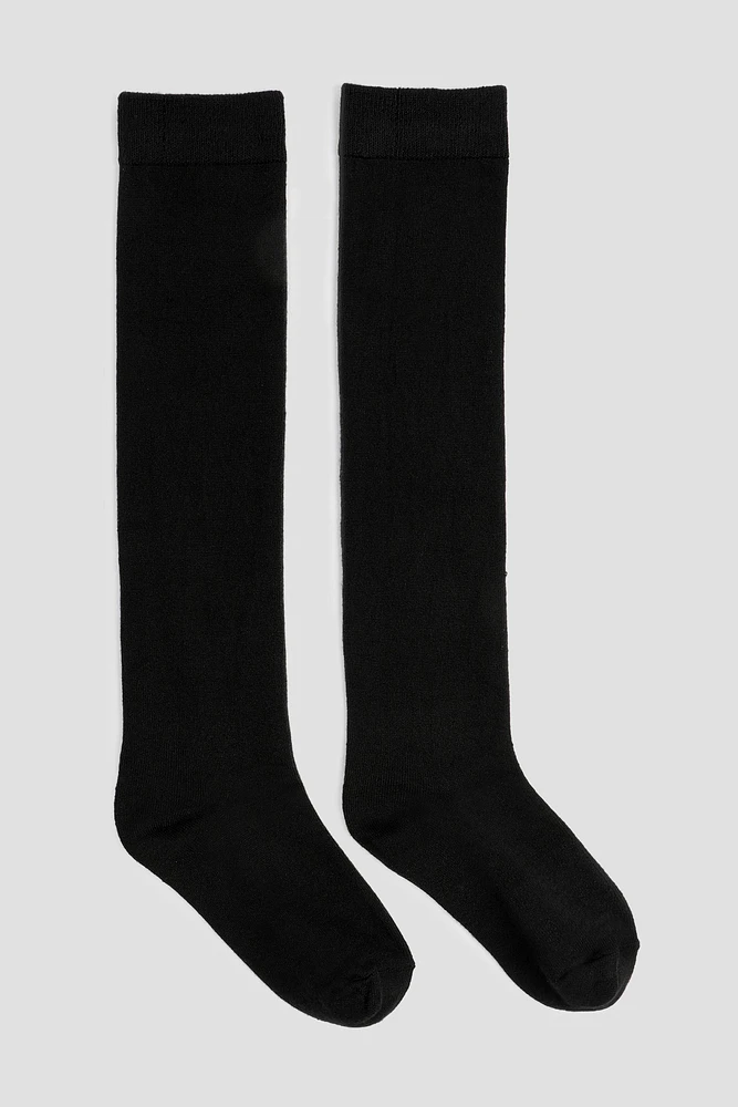 Ardene Super Soft Knee High Socks in Black | Polyester/Spandex