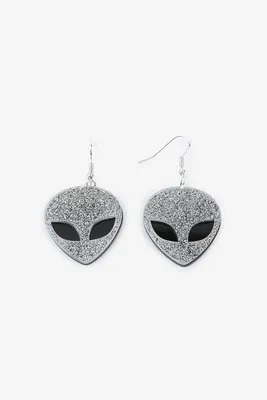 Ardene Alien Dangle Earrings in Silver | Stainless Steel