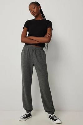 Ardene Slouchy Jogger Pants in Dark Grey | Size Large | Polyester/Elastane