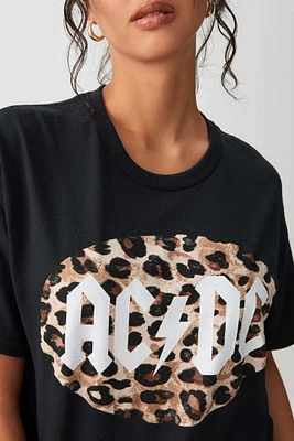 Ardene Oversized AC/DC T-Shirt in Black | Size | 100% Cotton