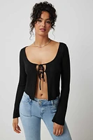 Ardene Crop Pointelle Tie Front Cardigan in | Size | Polyester/Viscose