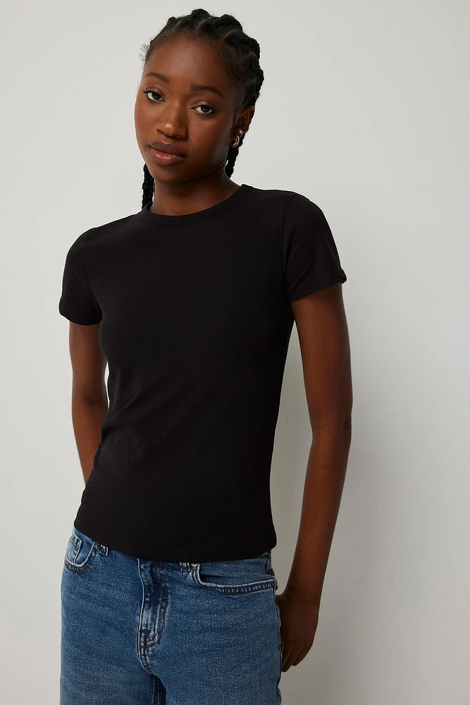 Ardene Basic Crew Neck T-Shirt in | Size | Cotton/Elastane | Eco-Conscious