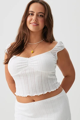 Ardene Sea Shell Sweetheart Top in White | Size | Polyester/Cotton