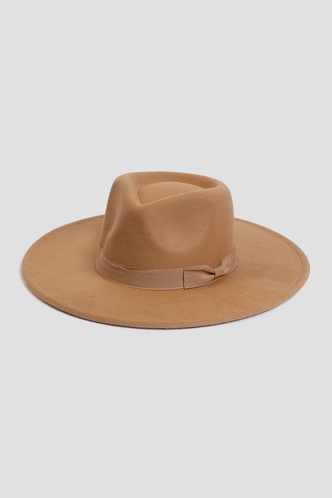 Ardene Beige Felt Fedora | Polyester