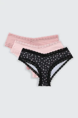 Ardene 3-Pack Microfiber Cheeky Panty Panties in Light Pink | Size | Polyester/Elastane