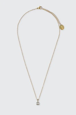 Ardene Stainless Steel Necklace with Cubic Zirconia in Gold