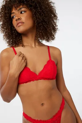 Ardene Triangle Lace Bralette in Red | Size | Spandex/Polyamide