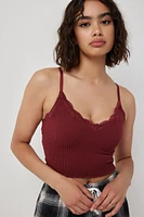Ardene Seamless Rib Tank with Lace Detail in | Size | Nylon/Elastane | Eco-Conscious
