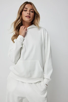 Ardene Solid Hoodie in White | Size | Polyester/Cotton | Fleece-Lined | Eco-Conscious