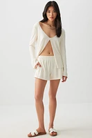 Ardene Pull On Soft Knit Shorts in White | Size | Polyester/Viscose