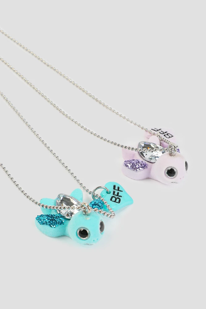 Ardene Kids 2-Pack Turtle BFF Necklaces in Light Blue