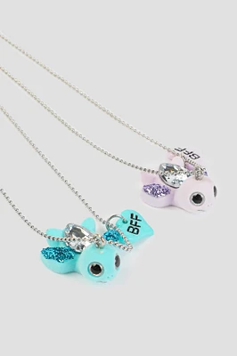 Ardene Kids 2-Pack Turtle BFF Necklaces in Light Blue