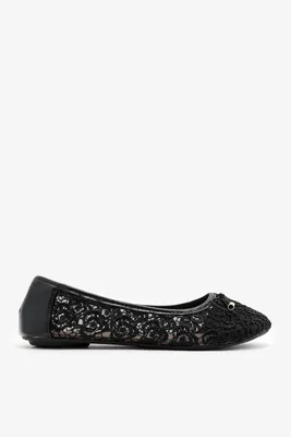 Ardene Lace Ballet Flats in | Size | Faux Leather/Rubber