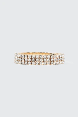 Ardene Rhinestone Stretch Bracelet in Gold
