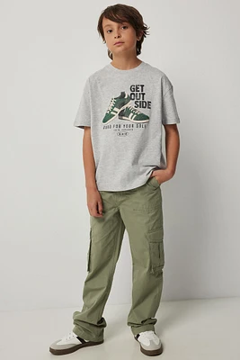 Ardene Kids Straight Leg Cargo Pants in Khaki | Size | 100% Cotton