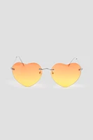 Ardene Heart Shaped Rimless Sunglasses in Orange
