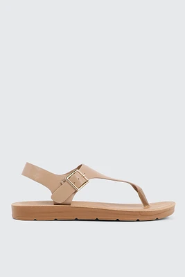 Ardene T-Strap Sandals in Beige | Size | Faux Leather | Eco-Conscious