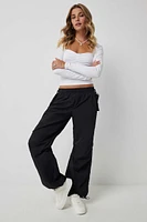 Ardene Regular Rise Parachute Pants in | Size | Polyamide