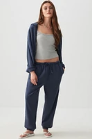 Ardene Washed Effect Sweatpants in Dark Blue | Size | Polyester/Cotton | Fleece-Lined