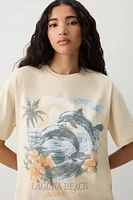 Ardene Beach Graphic T-Shirt in Beige | Size | 100% Cotton