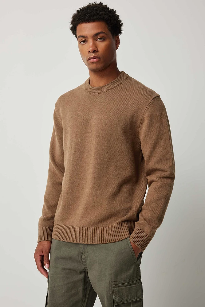 Ardene Man Crew Neck Sweater For Men in Cognac | Size | 100% Cotton