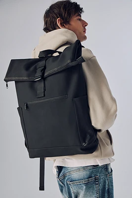 Ardene Man Black Backpack For Men | Faux Leather/Polyester