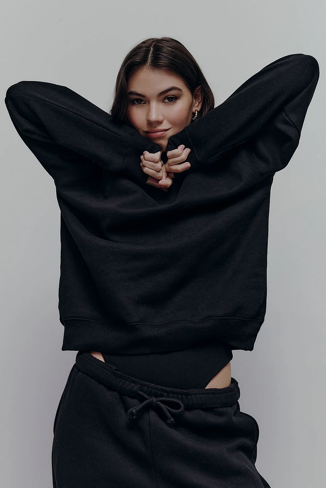 Ardene MADESOFT Fleece Crew Neck Sweatshirt in Ash Black | Size | Polyester/Cotton | Eco-Conscious