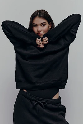 Ardene MADESOFT Fleece Crew Neck Sweatshirt in Ash Black | Size | Polyester/Cotton | Eco-Conscious