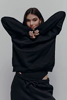 Ardene MADESOFT Fleece Crew Neck Sweatshirt in Ash Black | Size | Polyester/Cotton | Eco-Conscious