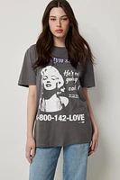 Ardene Marilyn Monroe Graphic T-Shirt in Dark Grey | Size | 100% Cotton