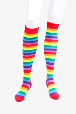 Ardene Rainbow Striped Socks | Polyester/Spandex