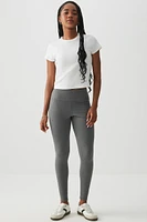 Ardene Fleece Lined High Waist Leggings in Dark Grey | Size | Polyester/Spandex | Fleece-Lined