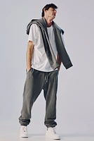 Ardene Man Washed Sweatpants For Men in Dark Grey | Size | 100% Cotton | Fleece-Lined