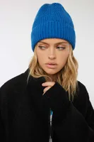 Ardene Blue Rib Knit Beanie | Polyester | Eco-Conscious