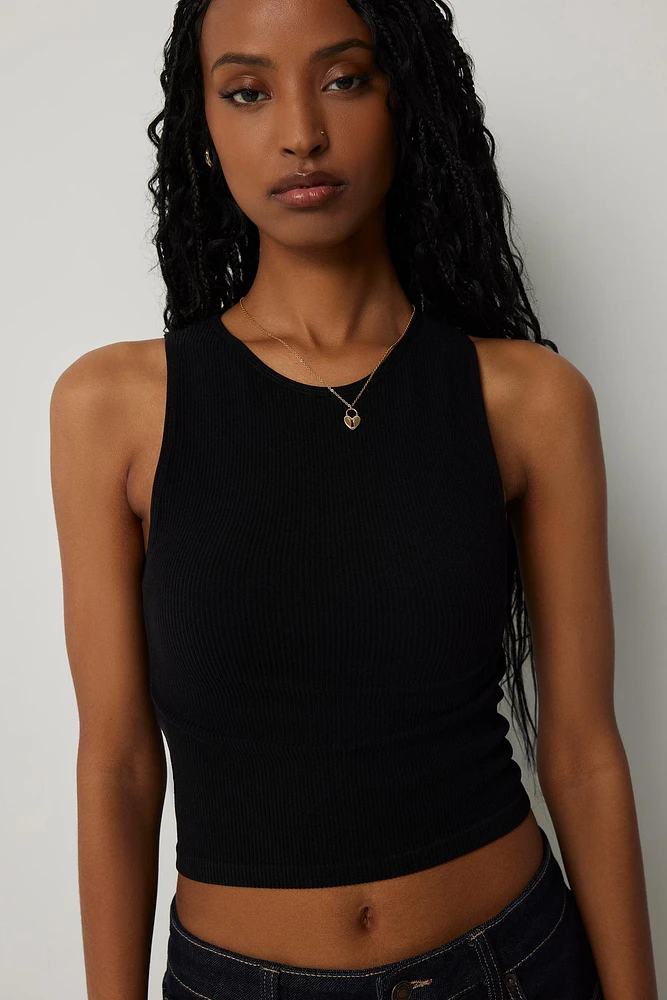 Ardene Basic High Neck Seamless Crop Tank in | Size | Nylon/Elastane