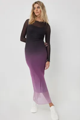 Ardene Gradient Mesh Maxi Dress in Black | Size | Polyester/Elastane