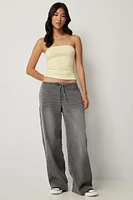 Ardene Mid Rise Pull On Wide leg Jeans in Grey | Size | Polyester/Spandex/Cotton