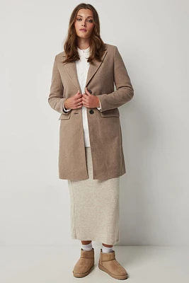 Ardene Two-Button Brushed Coat in Brown | Size | Polyester