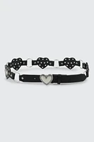 Ardene Western Inspired O-Ring Heart Belt in Black | Size | Faux Leather