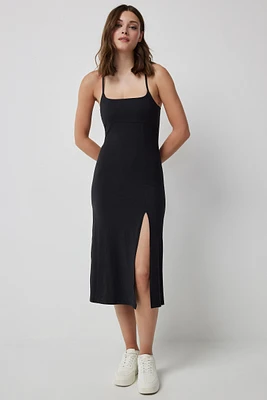 Ardene Open Back Midi Dress with Slit in | Size | Polyester/Elastane | Eco-Conscious
