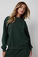 Ardene Solid Crew Neck Sweatshirt in Dark Green | Size | Polyester/Cotton | Eco-Conscious