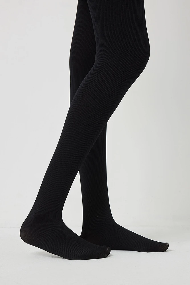 Ardene Ribbed Tights in | Size | Nylon/Elastane