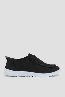 Ardene Canvas Boat Shoes in Black | Size