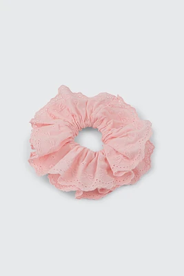 Ardene Eyelet Lace Scrunchie in Light Pink | Polyester