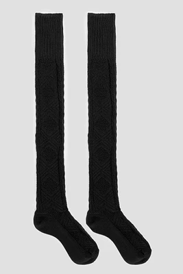 Ardene Over-the-Knee Cable Socks in | Polyester/Spandex