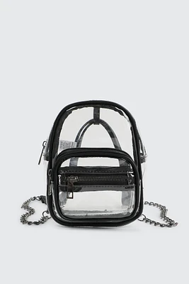 Ardene Small Faux Leather Backpack in Clear | 100% Recycled Polyester/Faux Leather | Eco-Conscious