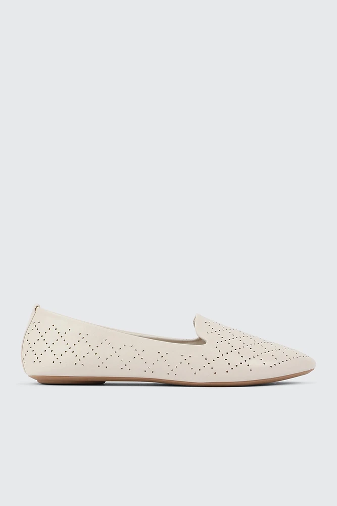 Ardene Ballet Flats with Laser Cut Pattern in Beige | Size | Eco-Conscious